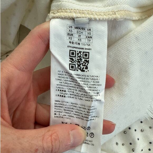 Guess - Thank You Baby Rhinestone Shirt Jacket in White & Silver - Picture 5 of 7